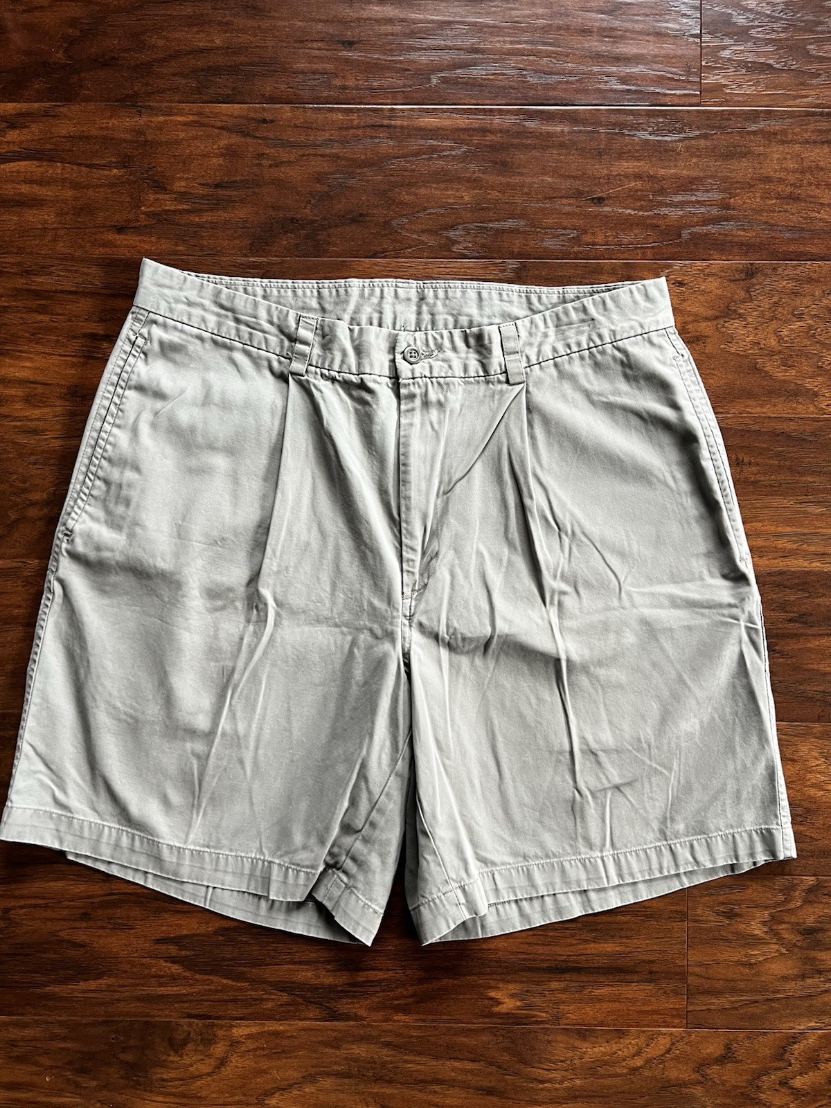 DKNY Chino Mens Shorts Gray Size 36 100% Cotton WPL386 Flat Front Golf Shorts