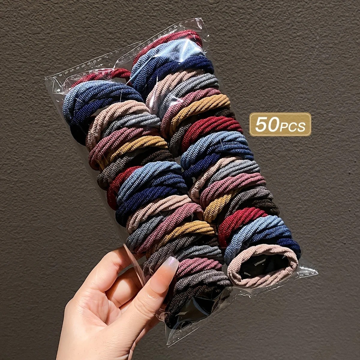 50pcs Colorful Hair Ties Korean Style Trendy Colorful Comfort Hair Accessories