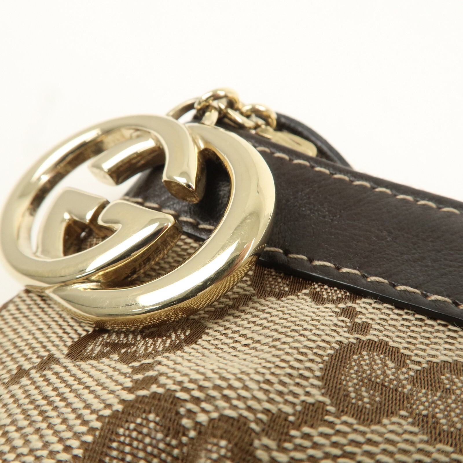 GUCCI Interlocking G GG Shoulder Bag Canvas Leather 212216 Auth Used