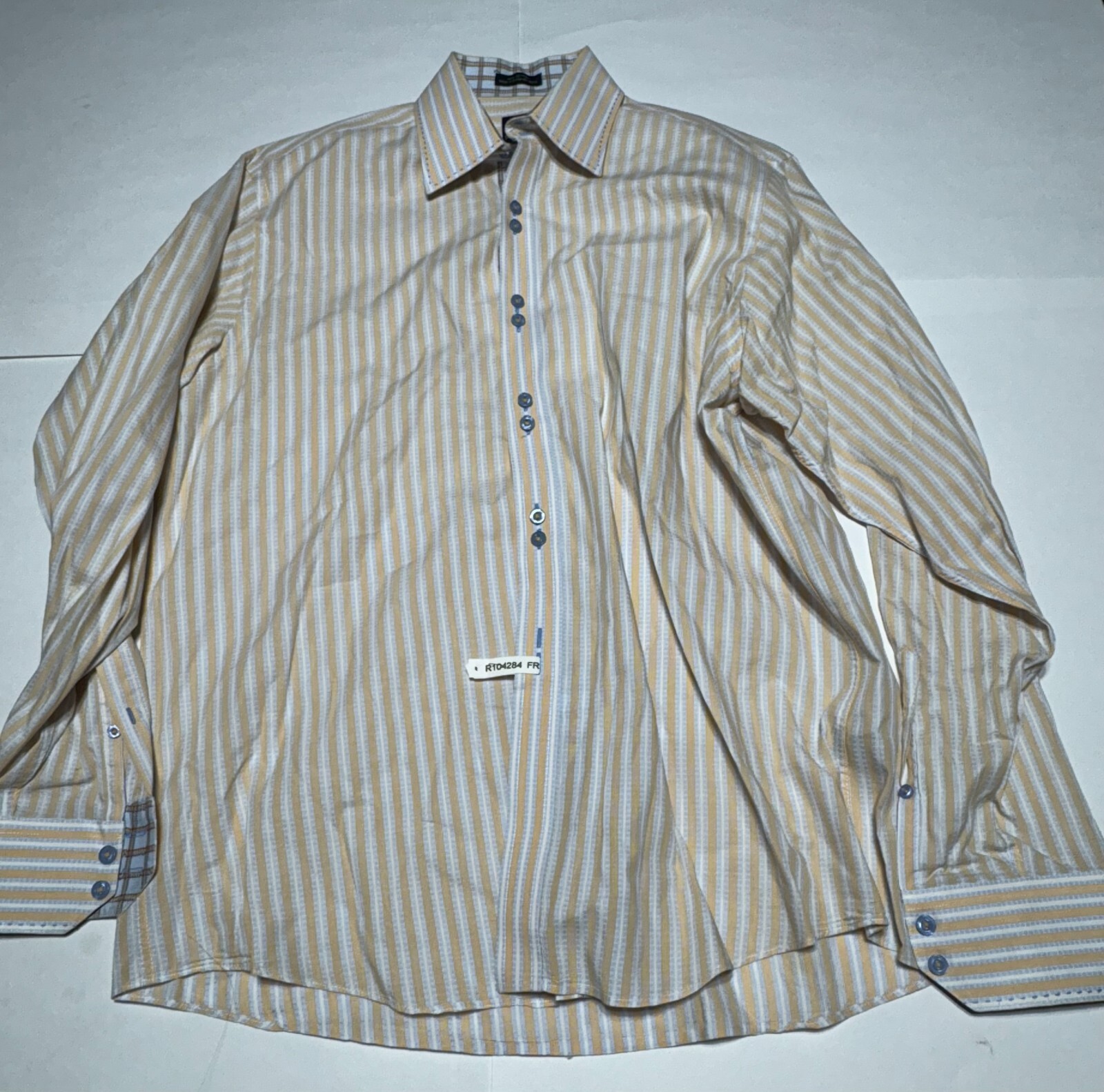81 Parc Mens Dress Shirt Size 16.5 Large Multicolor 100% Cotton