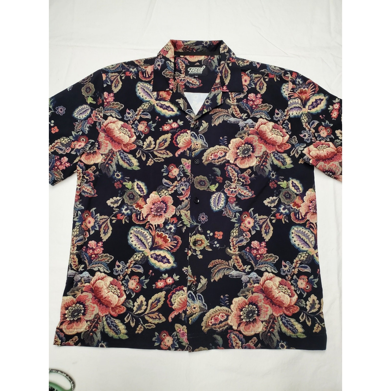 Fresh Prints of Bel-Air Drill Clothing Floral Tapestry Camp Shirt Mens M