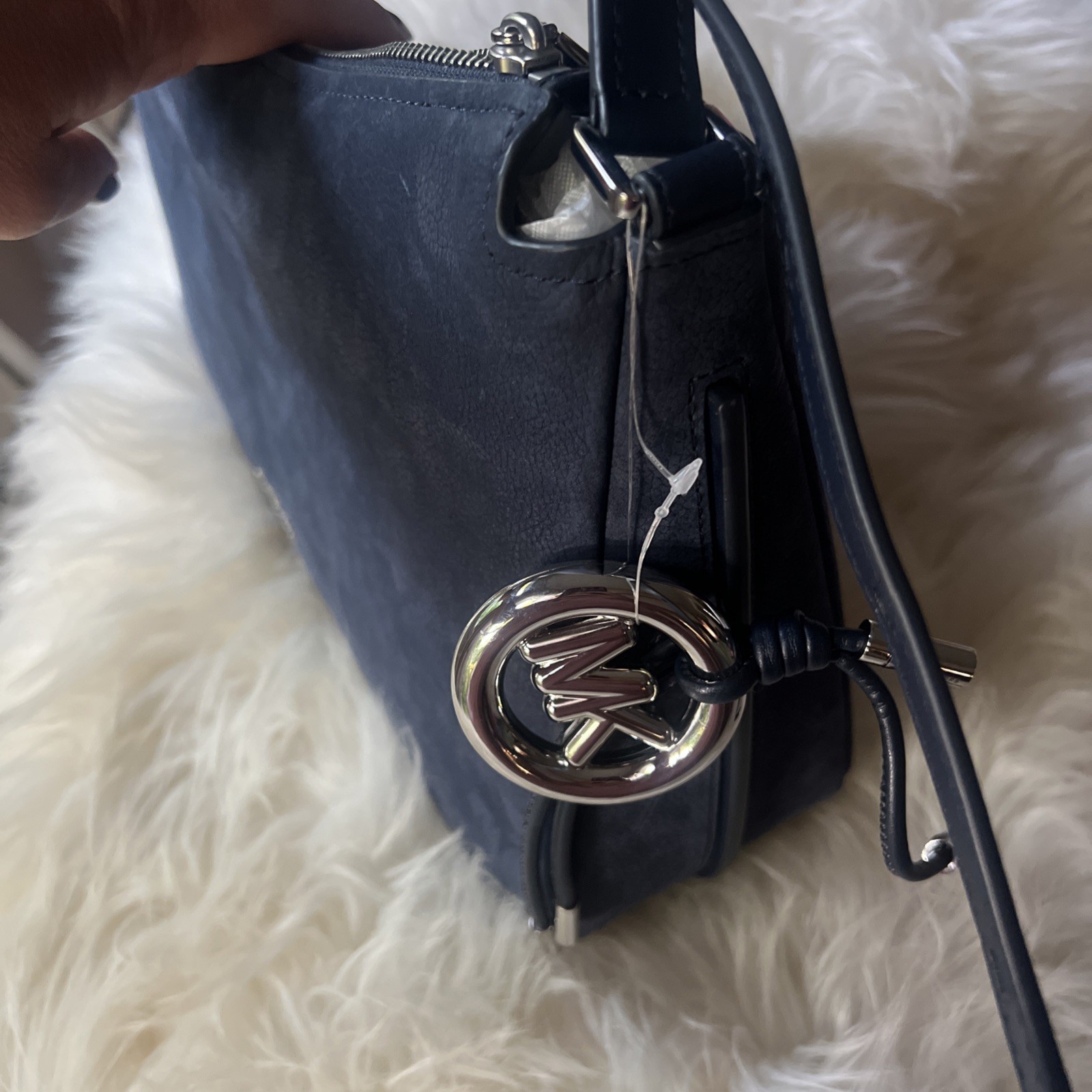 NWT Michael Kors Nolita Medium Nubuck -Leather Shoulder Crossbody Bag DressBlues