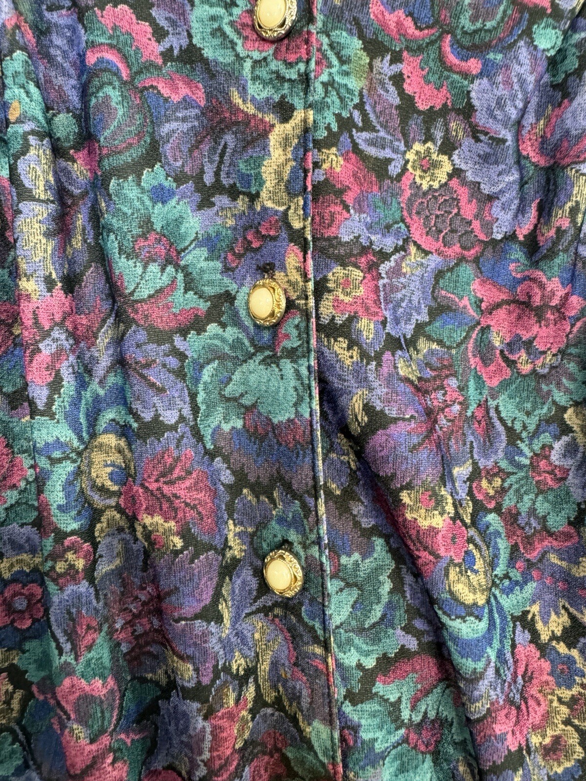 VTG 80s California Looks Floral Jacquard Belted Midi Dress Sz 10 Made USA Purple