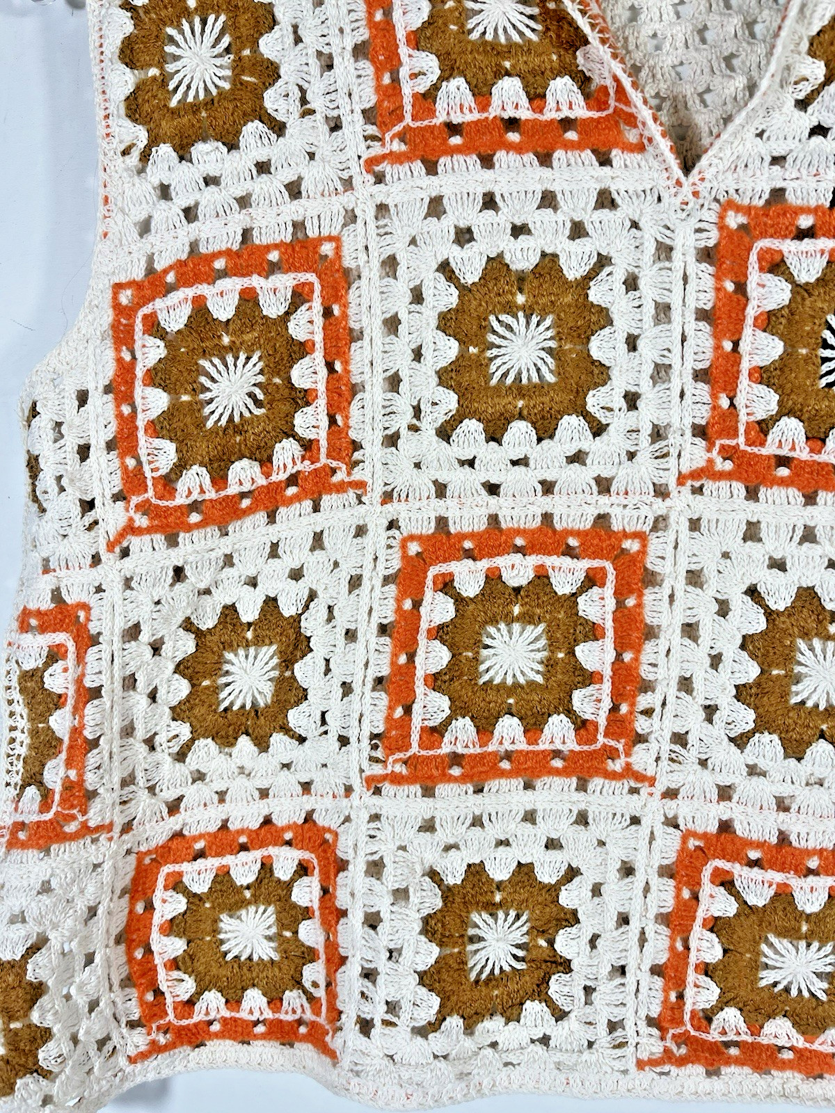 Liv Los Angeles Granny Square Crochet Afghan Crop Top Large Festival Boho NEW