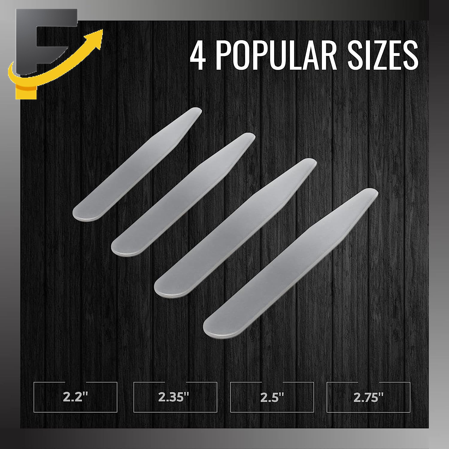 Metal Collar Stays for Men 40-Piece Set in 4 Sizes for Dress Shirts by