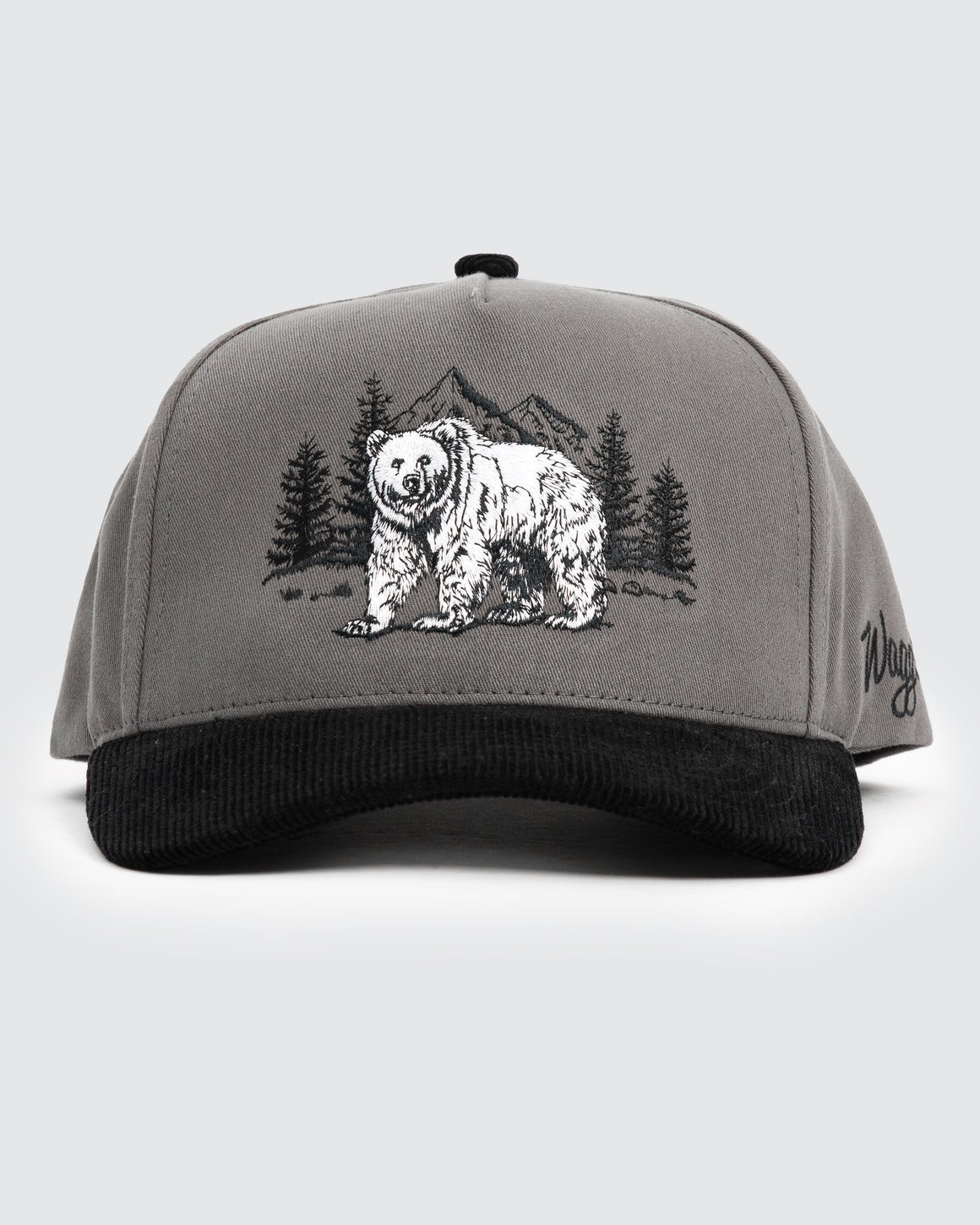 Waggle Grizz Corduroy Brim Hat Adjustable Gray/Black
