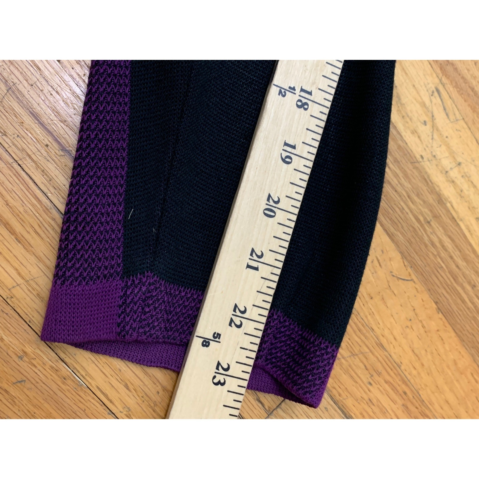 Ming Wang Purple Black Buffalo Check Knit Cardigan Jacket Fringe Trim XL