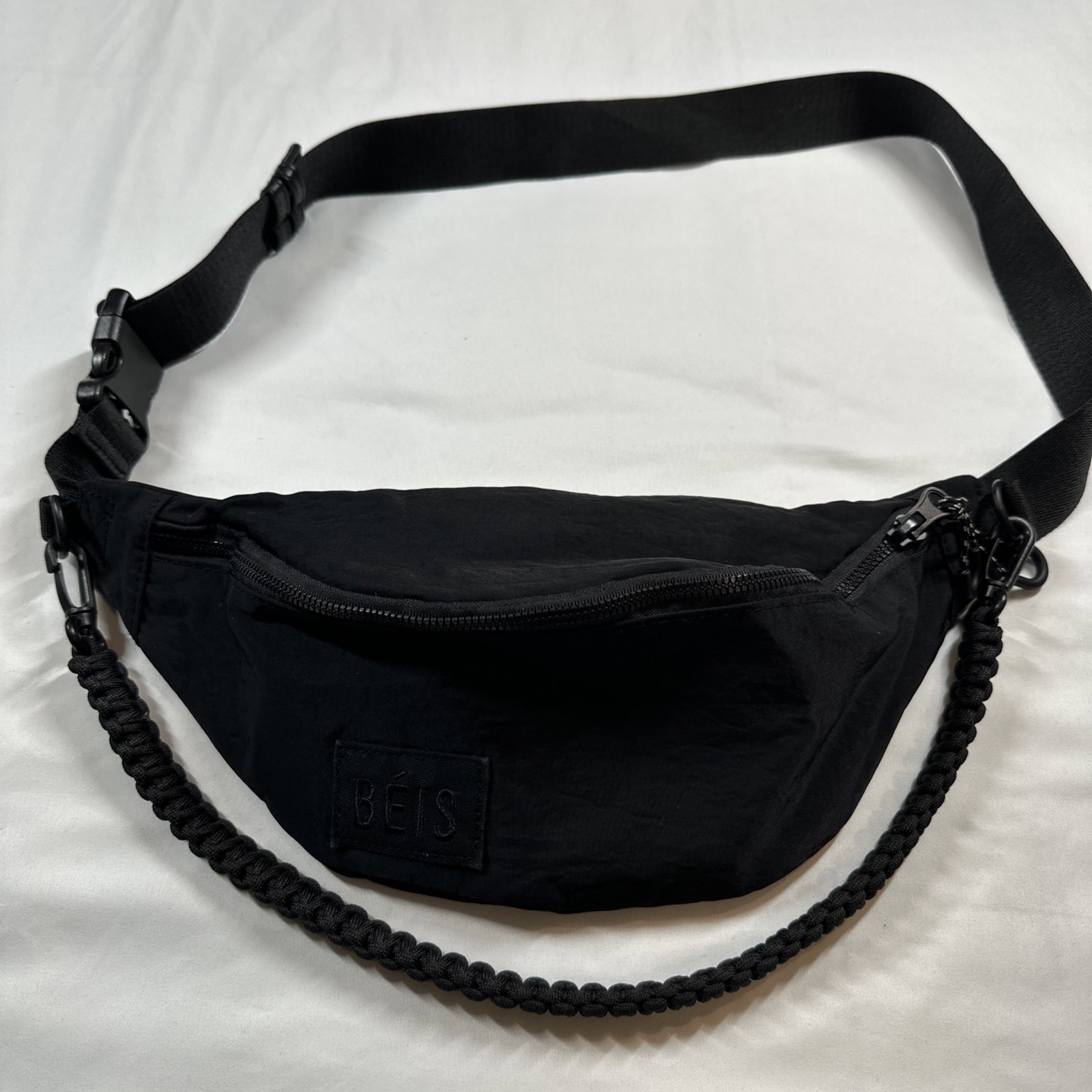 BEIS The Sport Pack Fanny Pack Black Belt Bag Crossbody Purse Nylon