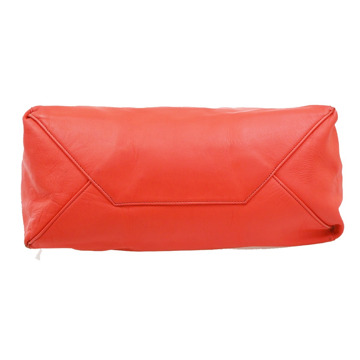 CELINE Logo Horizontal Cabas Shoulder Tote Bag Leather Red GHW Italy 35KD223