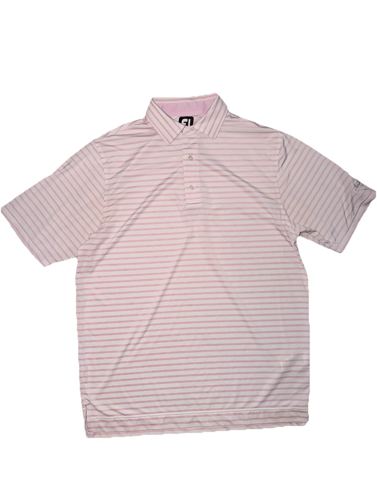 Footjoy Striped Polo Shirt Men’s Size M Golf Pink White