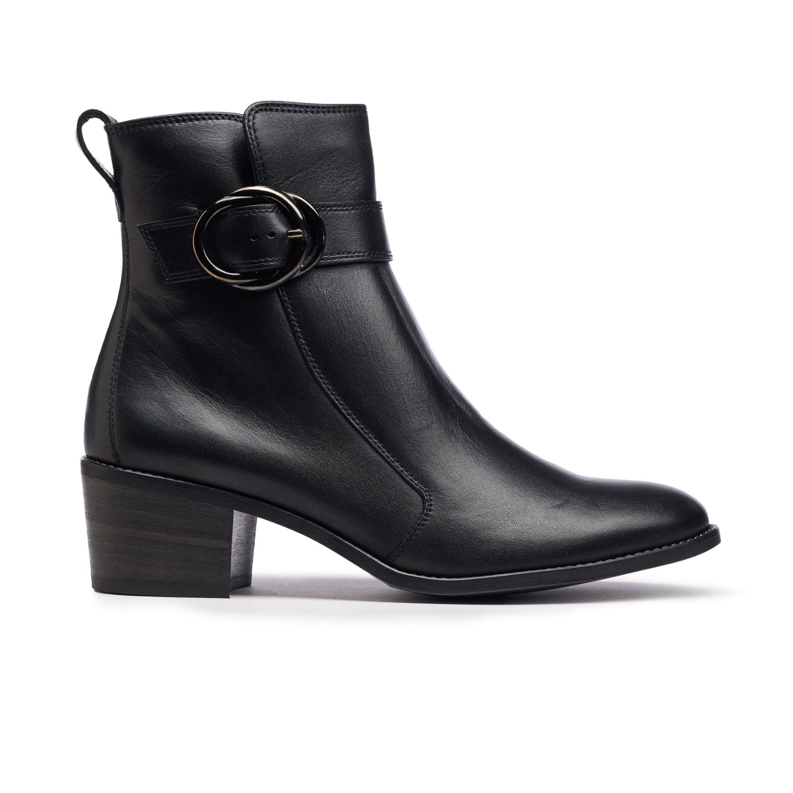 Paul Green Vanessa Womens 8 Black Leather Moto Ankle Bootie Buckle NEW $559