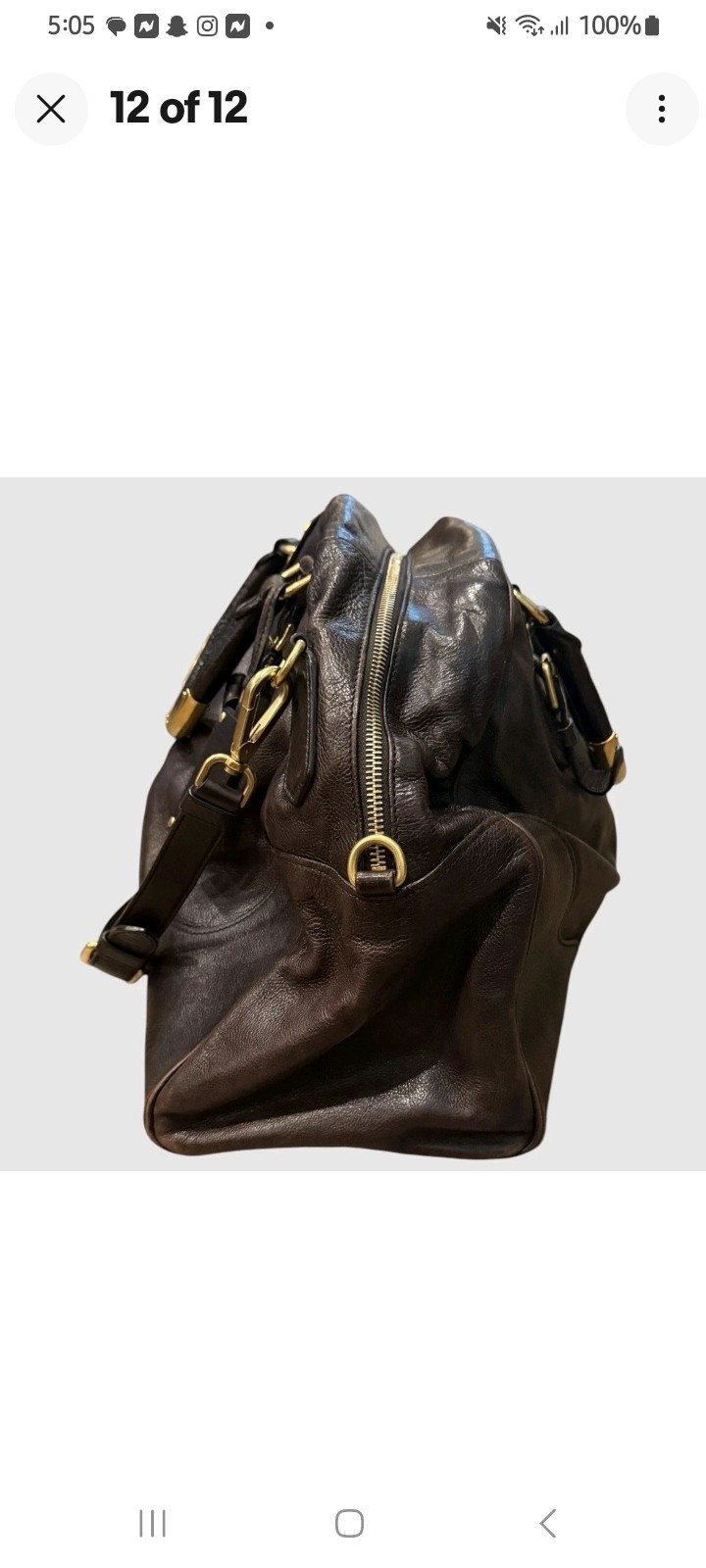 Prada Vitello Brown Leather Bowler Satchel Shoulder Bag Gold Hardware