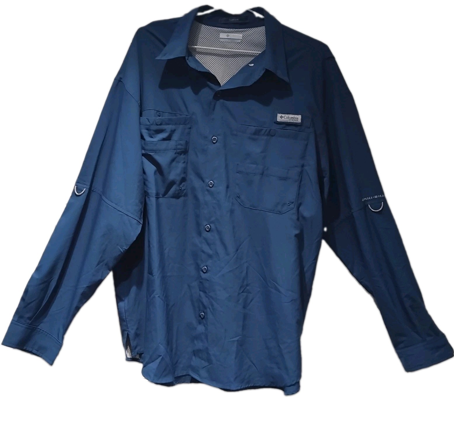 COLUMBIA PFG Large Men’s Long Sleeve Vented Polyester Shirts x 3, Omni-Shade.