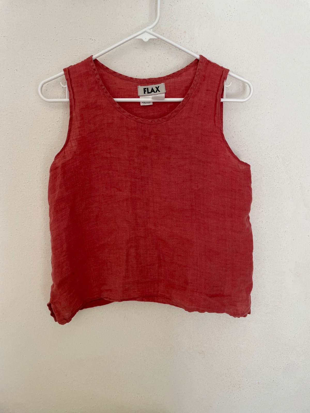 flax 100% linen tank top size petite light red/pink