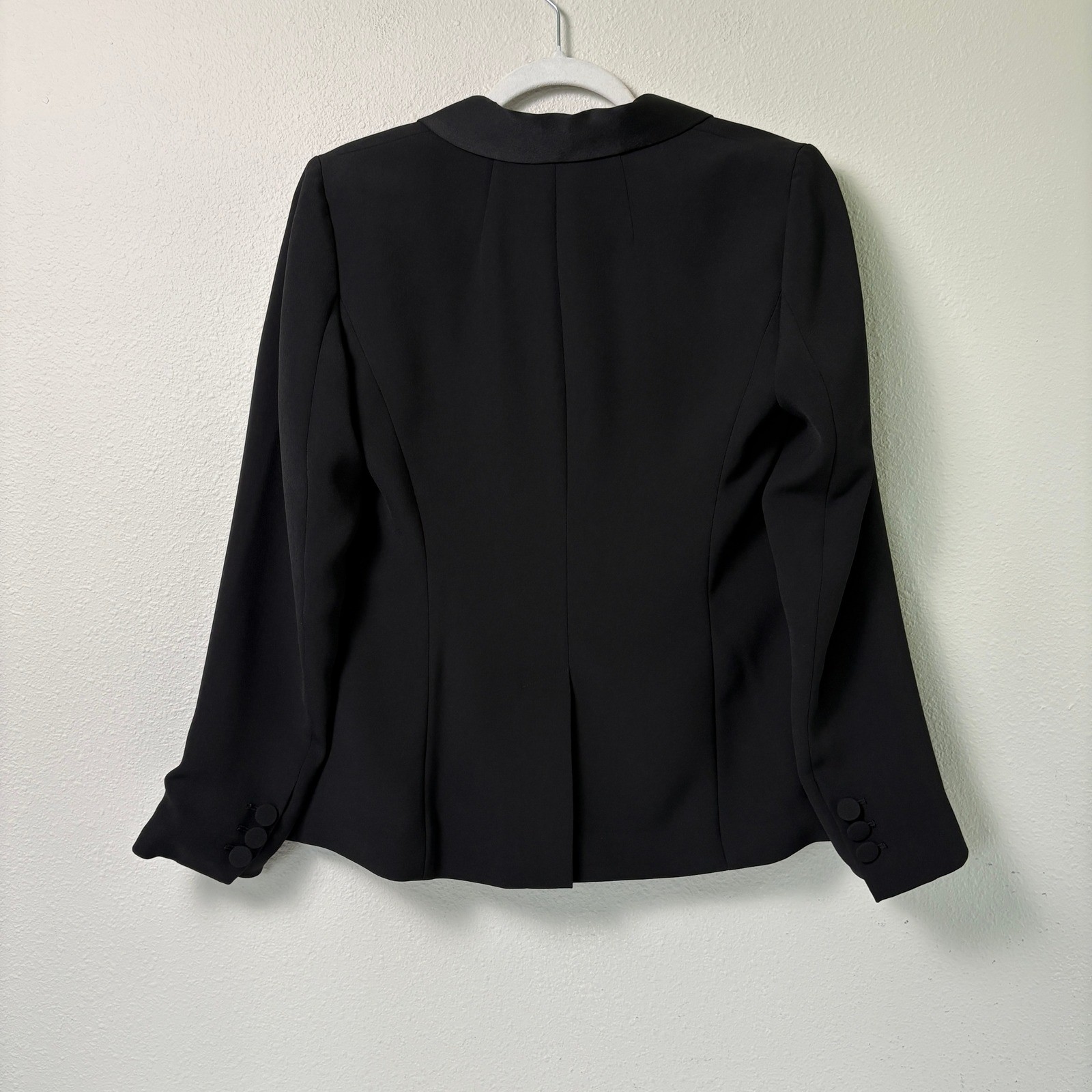 Talbots Tuxedo Blazer Womens 6 Black Satin Shawl Collar Single Button Formal
