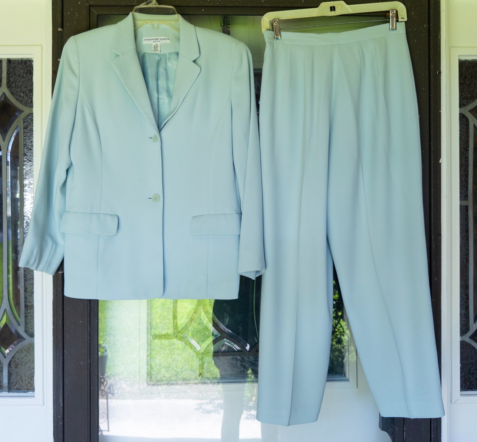 Vintage Josephine Chaus Pastel Powder Blue Two-Piece Pant Suit Set