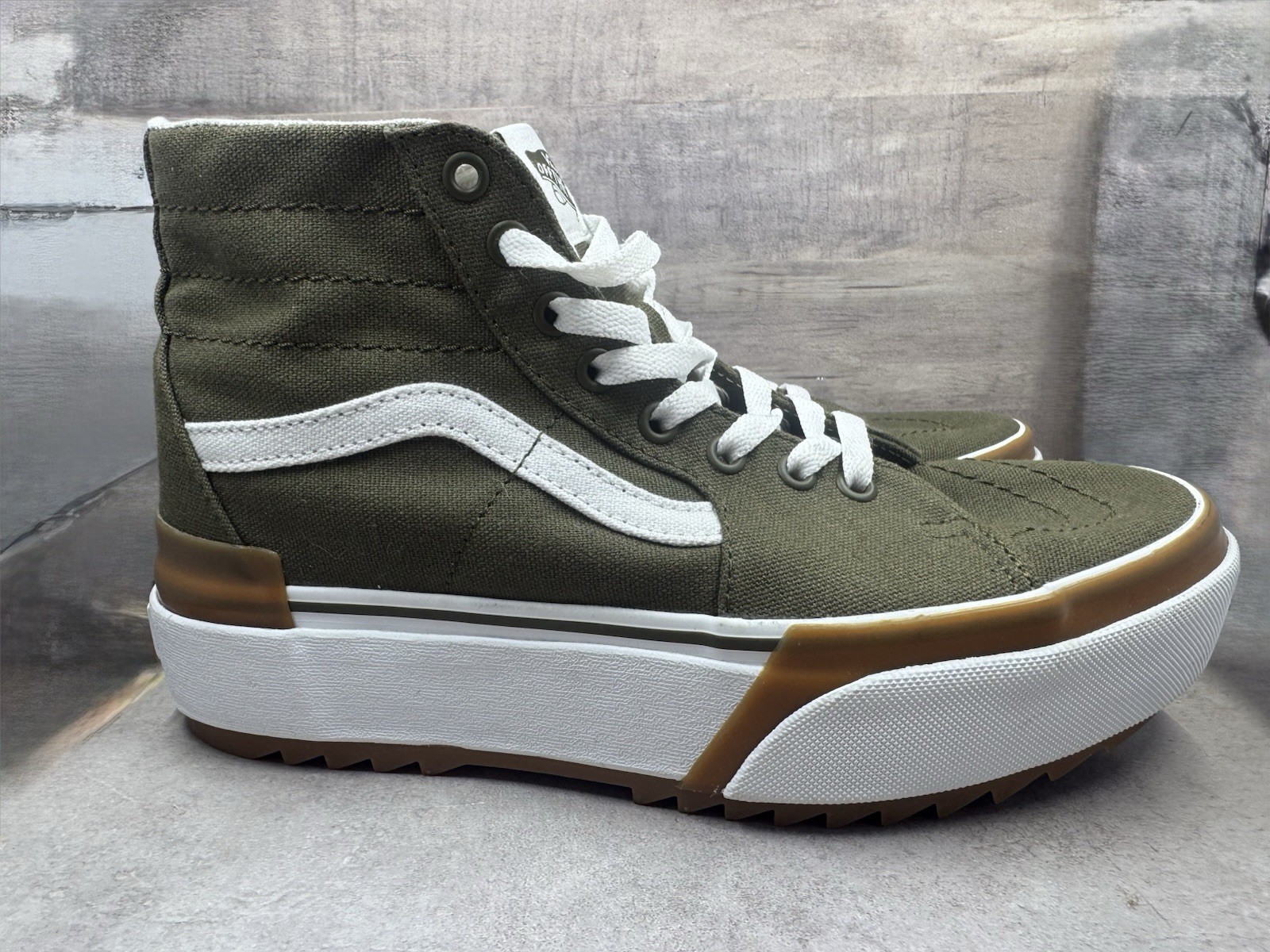 Vans SK8 Hi Tapered Stackform Canvas Dark Olive Green Men 8 Women 9.5 Mint Cond
