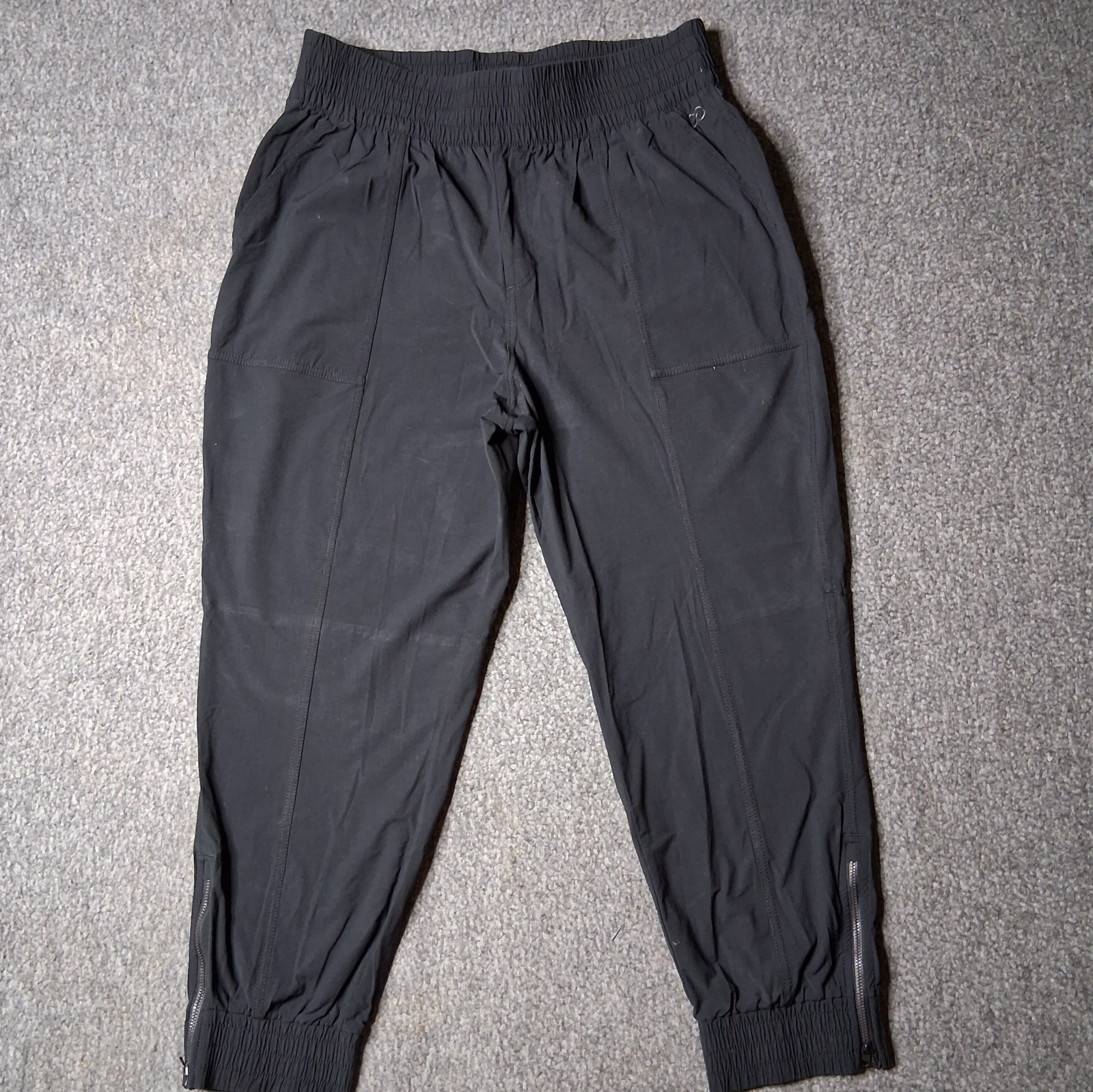 Calia Women’s Black Yoga Pants Size L Tapered Leg Ankle Zip Athletic Pants