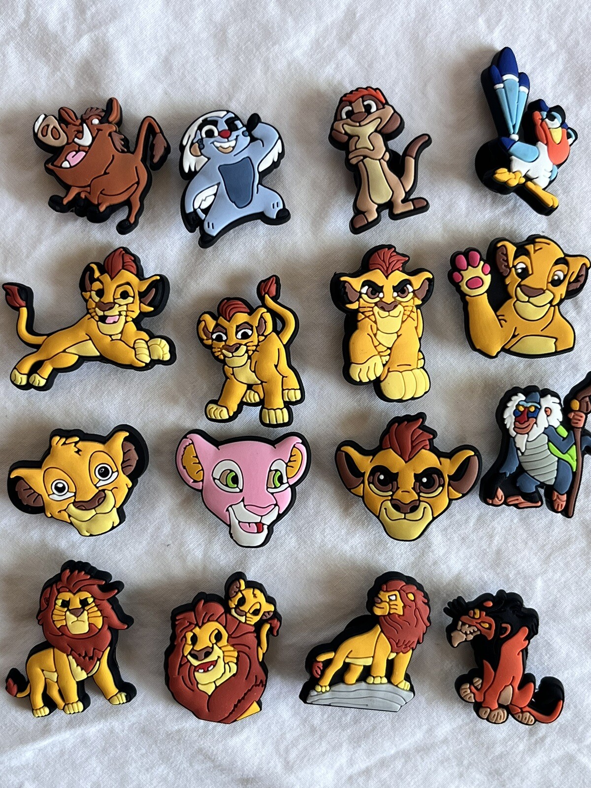 Set Of 16 Cute Lion King Croc Charm Jibbitz – Simba, Nala, Timon, Pumbaa, Rafiki