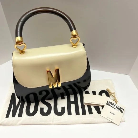MOSCHINO Redwall Tricolor Polished Leather Bag Made in Italy