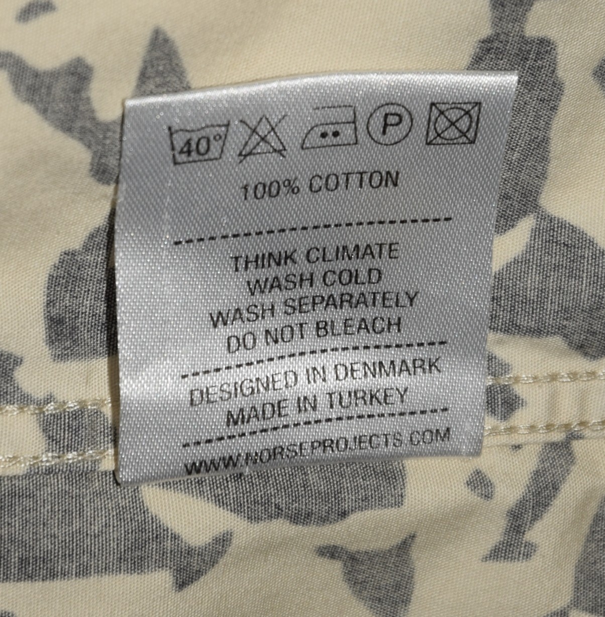 NORSE PROJECTS ANTON BROKEN LEAF LONG SLEEVE SHIRT SIZE M / Slim P2P 21″ MINT