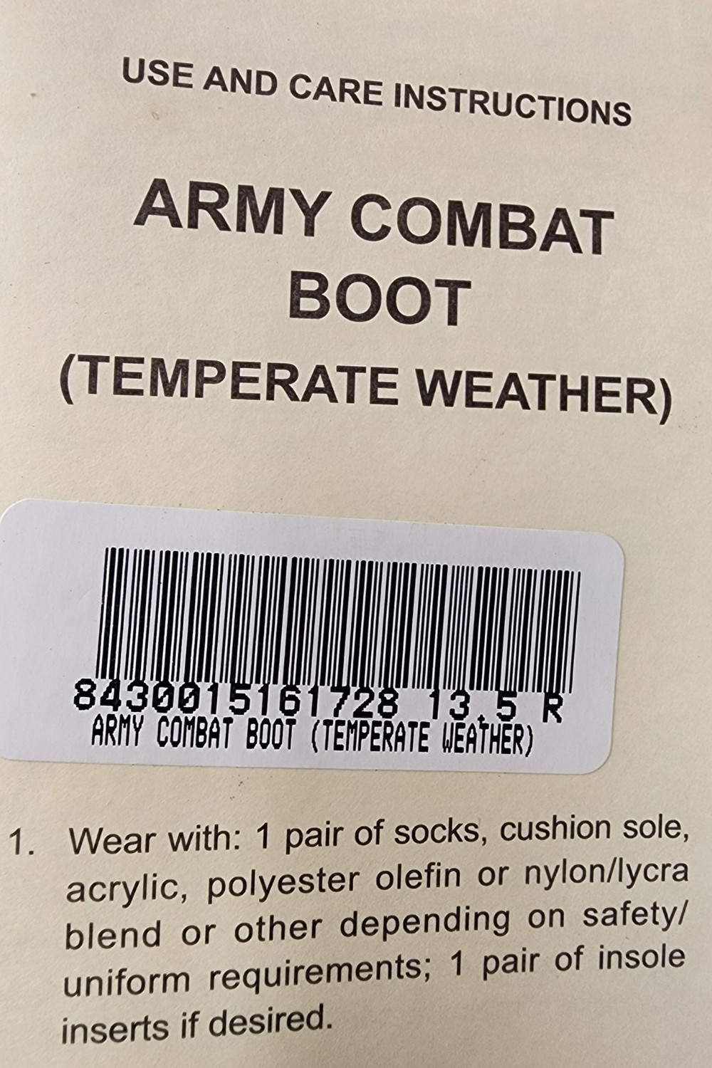 New 13.5 Regular Belleville Army Temperate Climate Combat Boot *mocinc.1982*