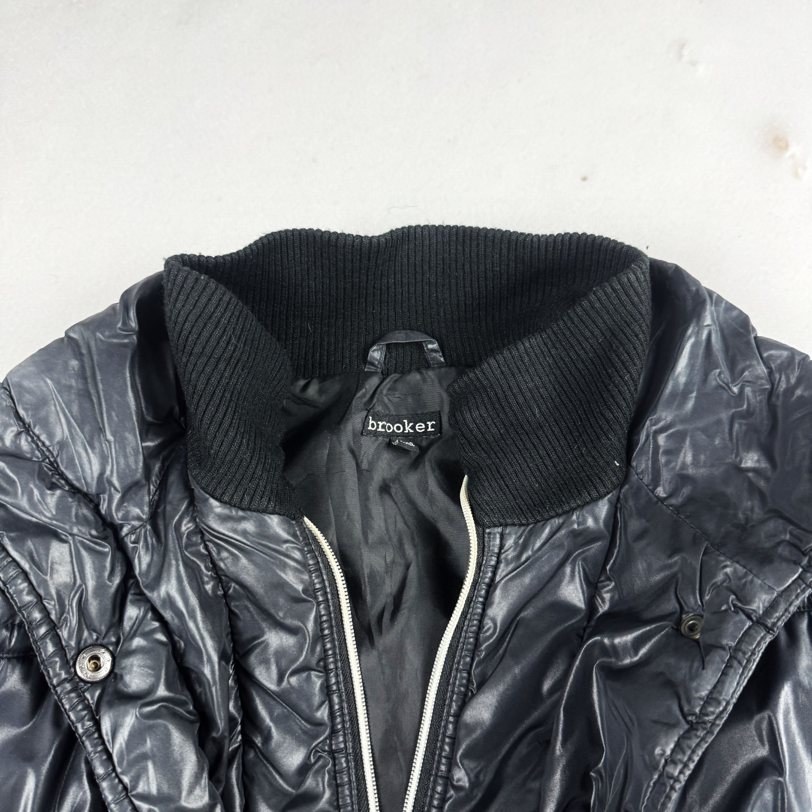 Womens Vintage Black Cropped Puffer Jacket Quilted Bubble Coat Y2K Streetwear