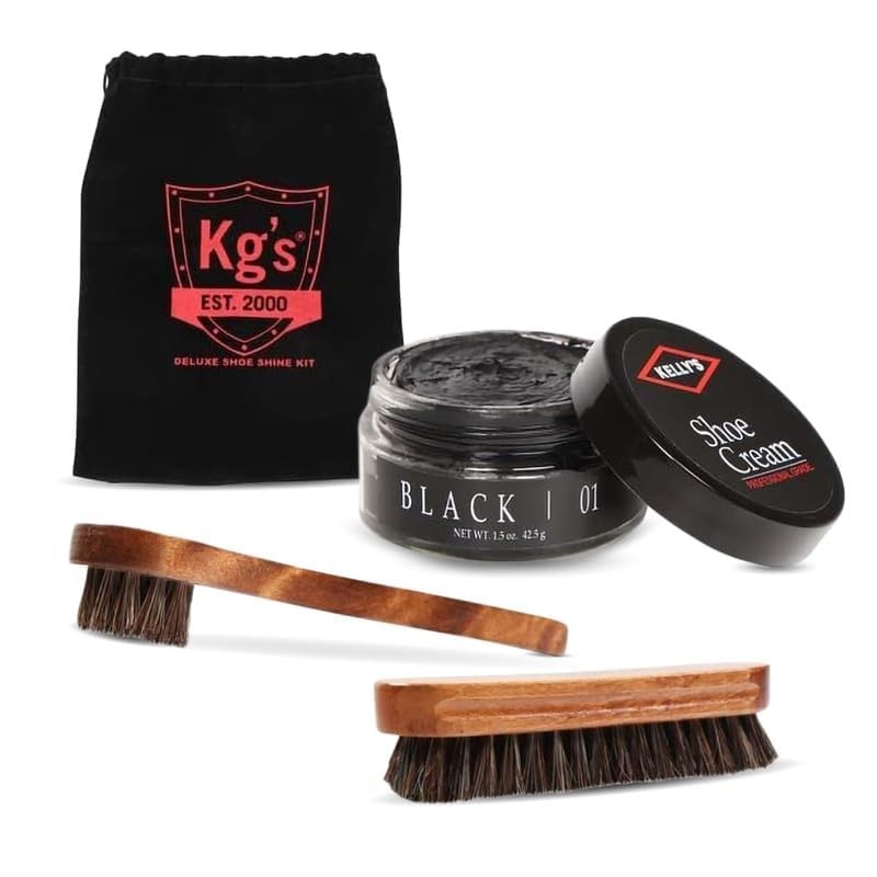 Kg’s Black Polish & Shoe Shine Kit – Includes Standard,