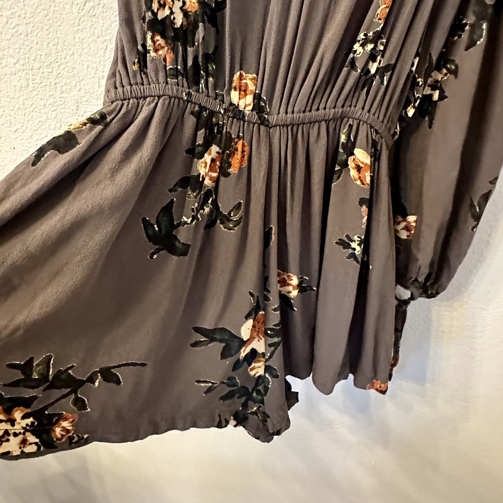 Free People Romper Floral Size XS. Grey Green Fall