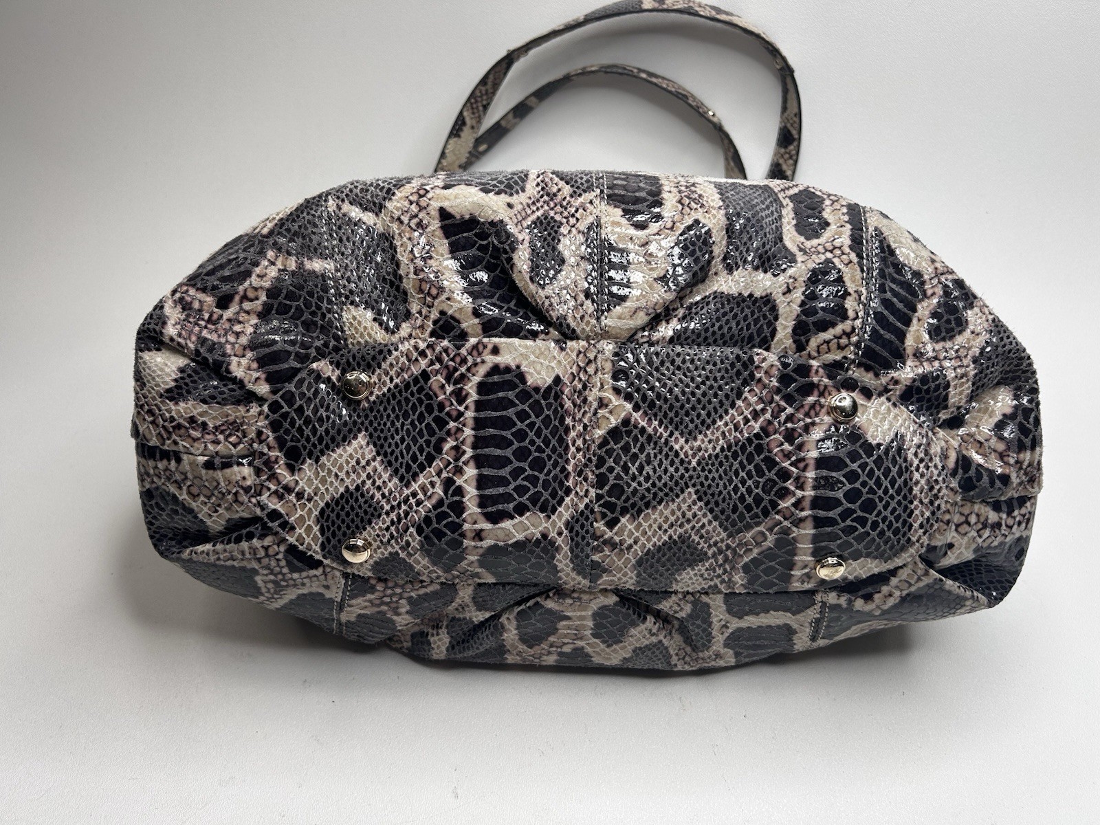 B Makowsky Large Snake Python Embossed Leather Slouchy Shoulder Bag