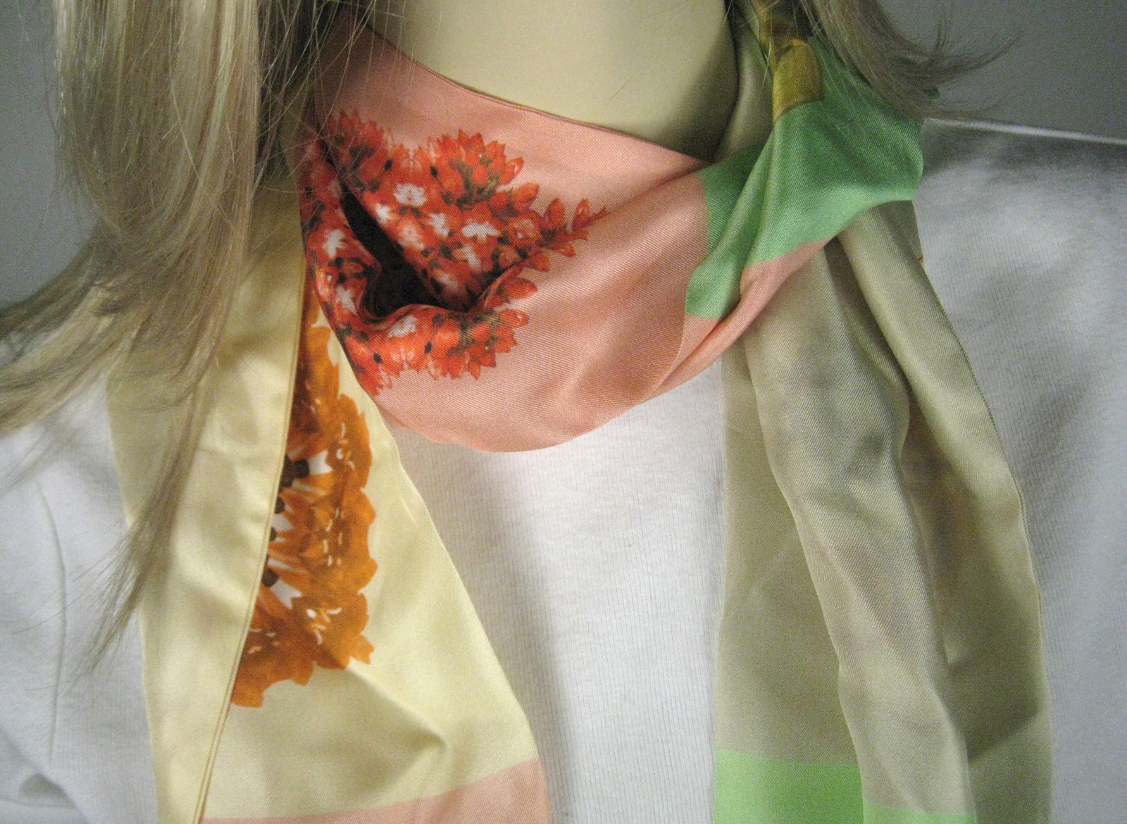 NEW Pinto Brand Scarf Rectangle Floral Theme 100% Silk Made Italy 7 x 76 In NWT