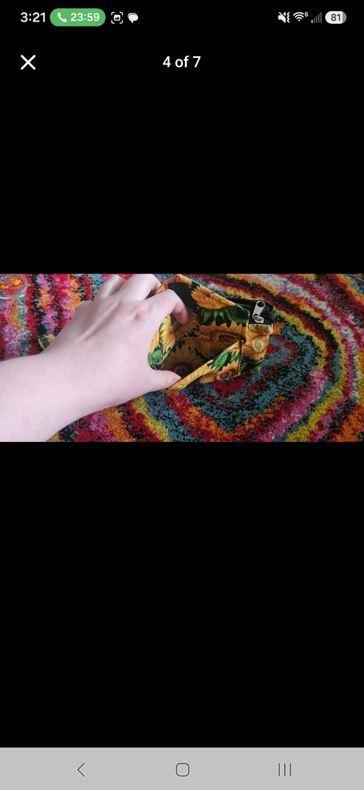 Sunflower Floral Zip-Around Wristlet Wallet w/ Wrist Strap, Zipper Button