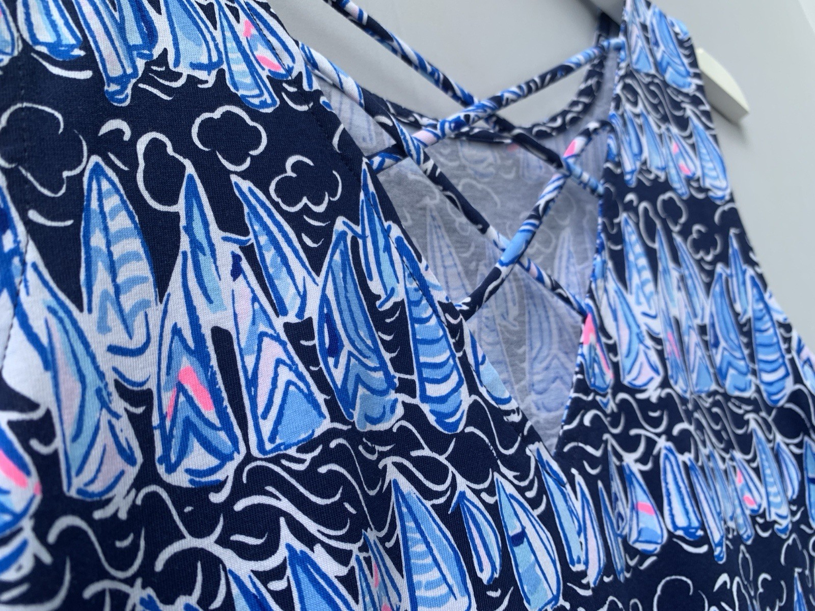Lilly Pulitzer Dress Medium Blue Sleeveless Kristen Swing Sails Stripes