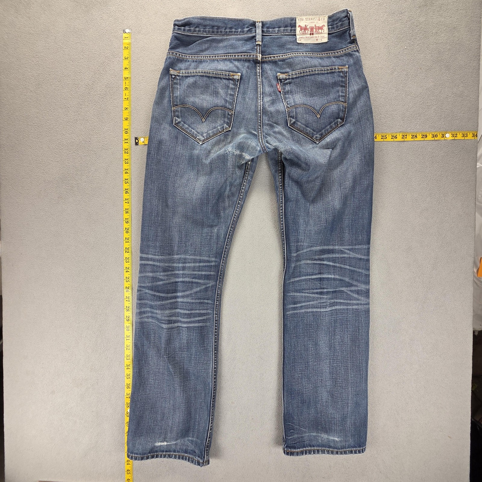 Vintage Levis Engineered Jeans Mens 34×34 Blue Honeycomb Whiskers Zip Fly