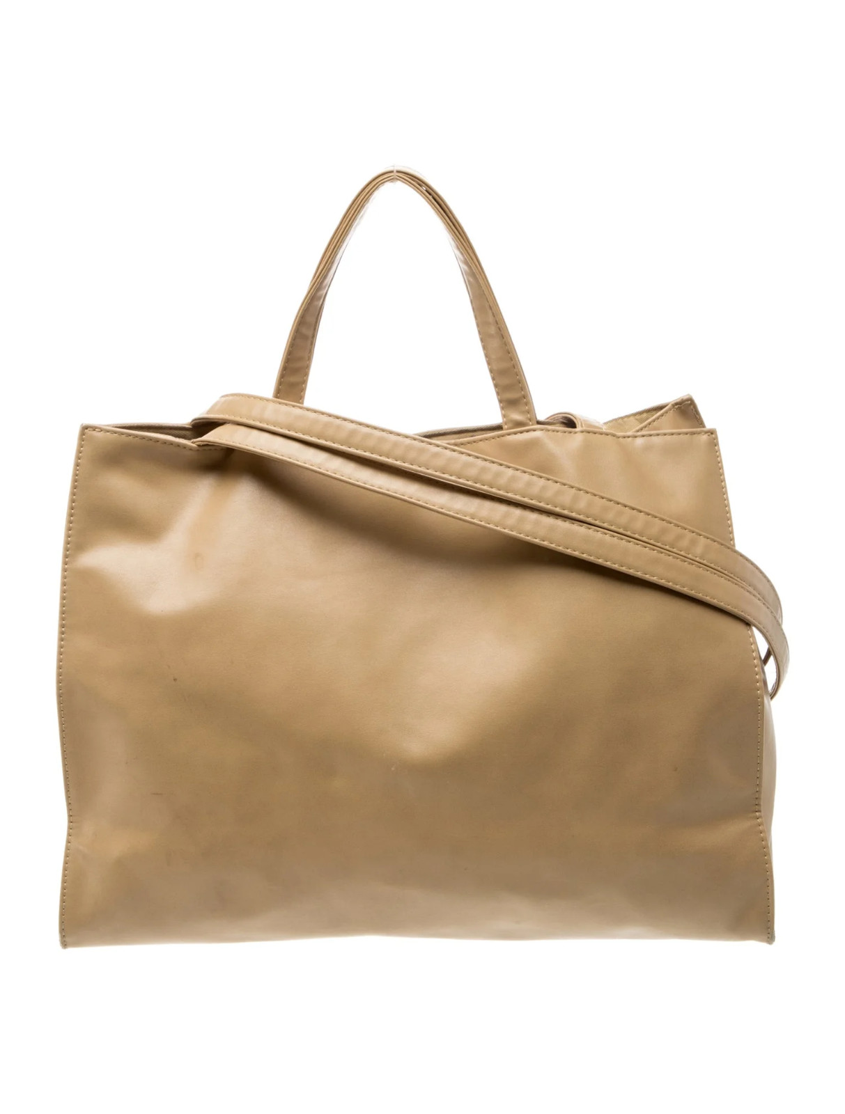 Telfar Medium Shopping Bag Tan Vegan Leather Tote Double Strap