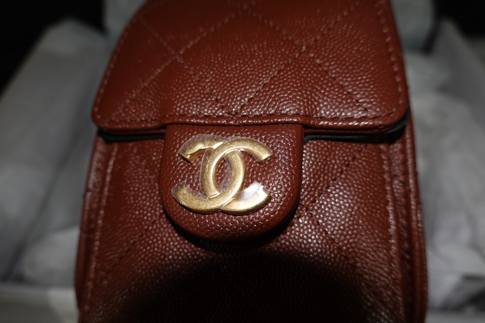 Chanel 25 Mini Dark Burgandy Cavier Gold hardware, Receipt, Orginal Box, dustbag