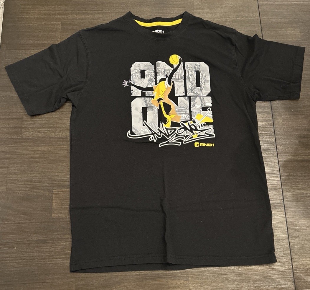 And 1 Men’s Black Graphic Short Sleeve Tee Shirt Size M