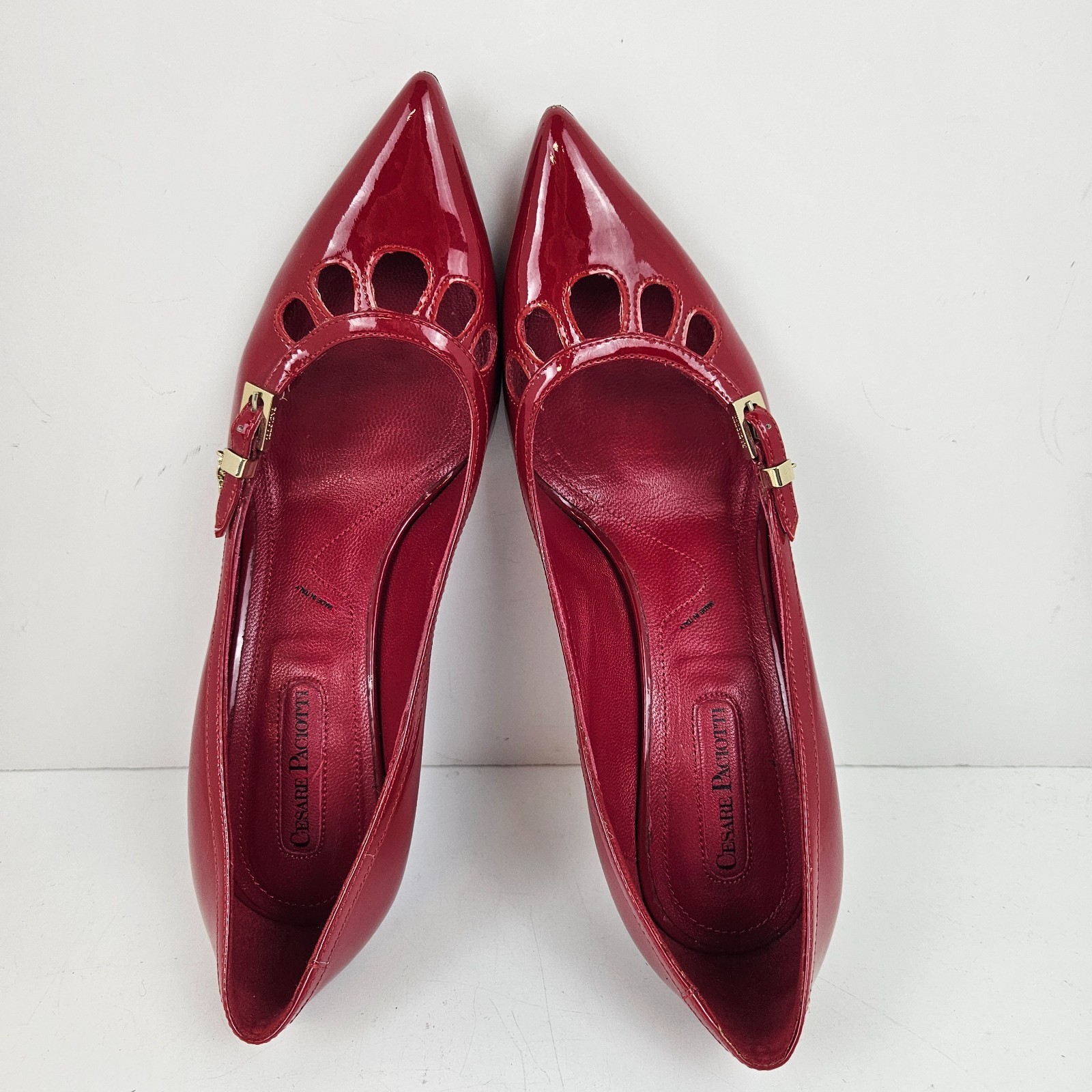 Cesare Paciotti Red and Black Dagger Heels Stiletto 574175 Size 36 See Pics