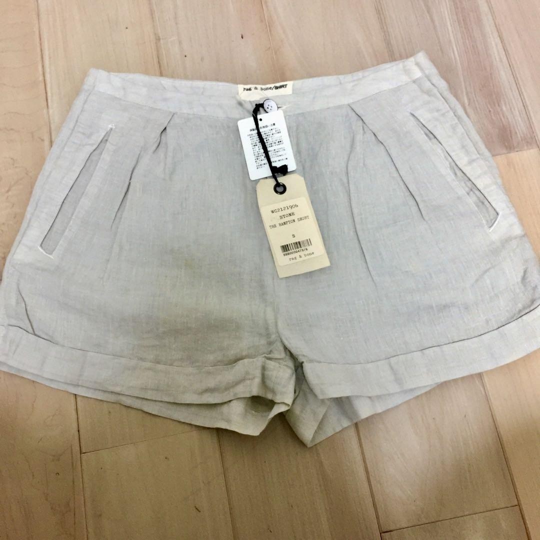 rag & bone THE HAMPTON SHORT S STONE Linen Shorts