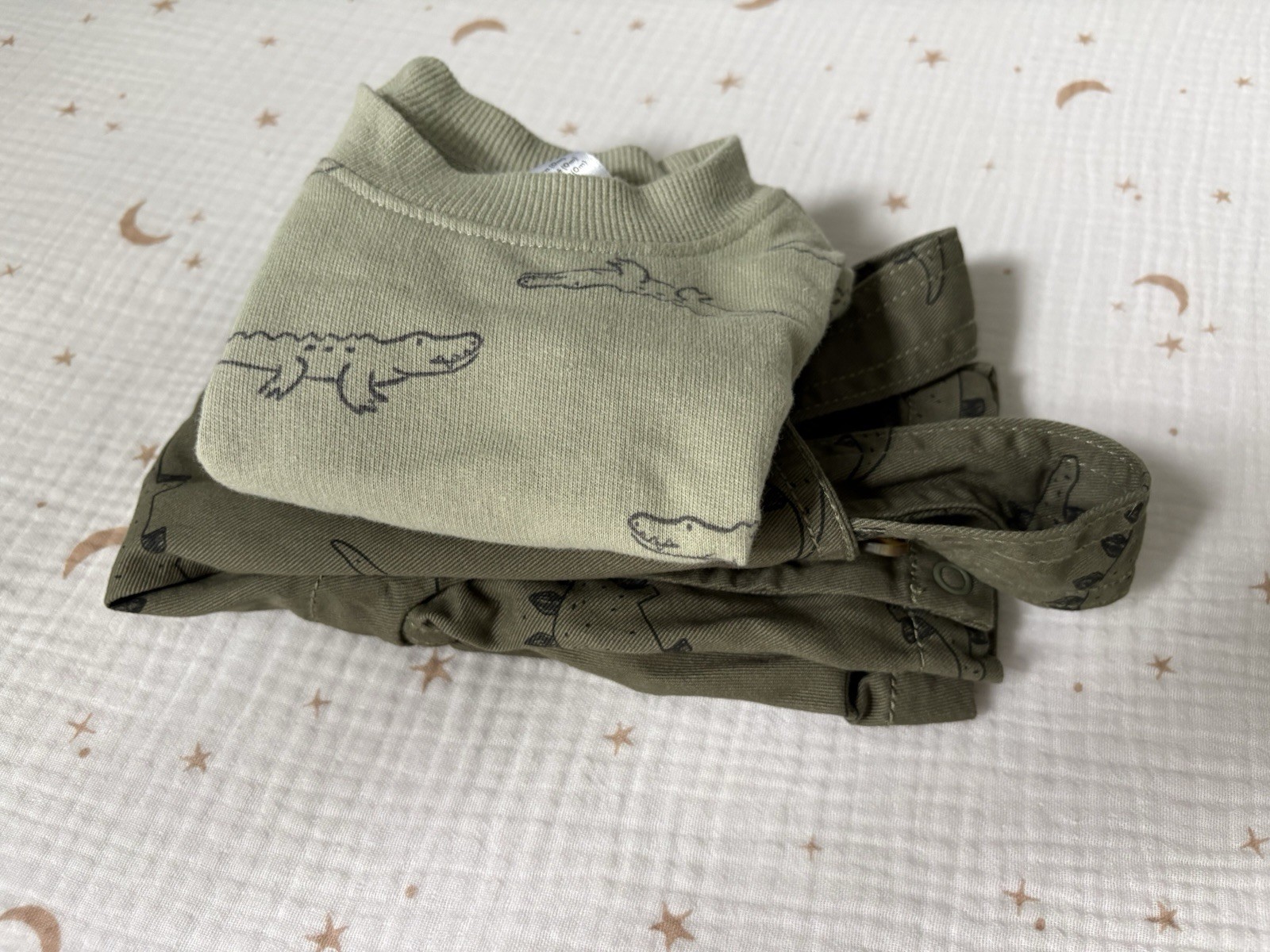 Carter’s Preemie Green Overall And Long sleeved Crewneck Dinosaur Outfit NWOT