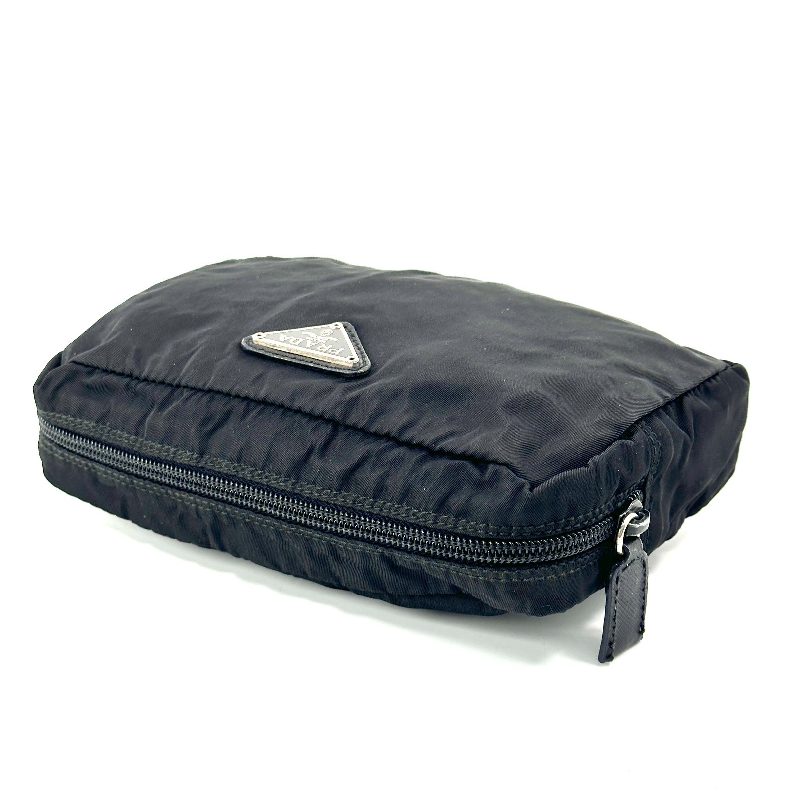 PRADA Cosmetic Pouch Nylon Black Authentic
