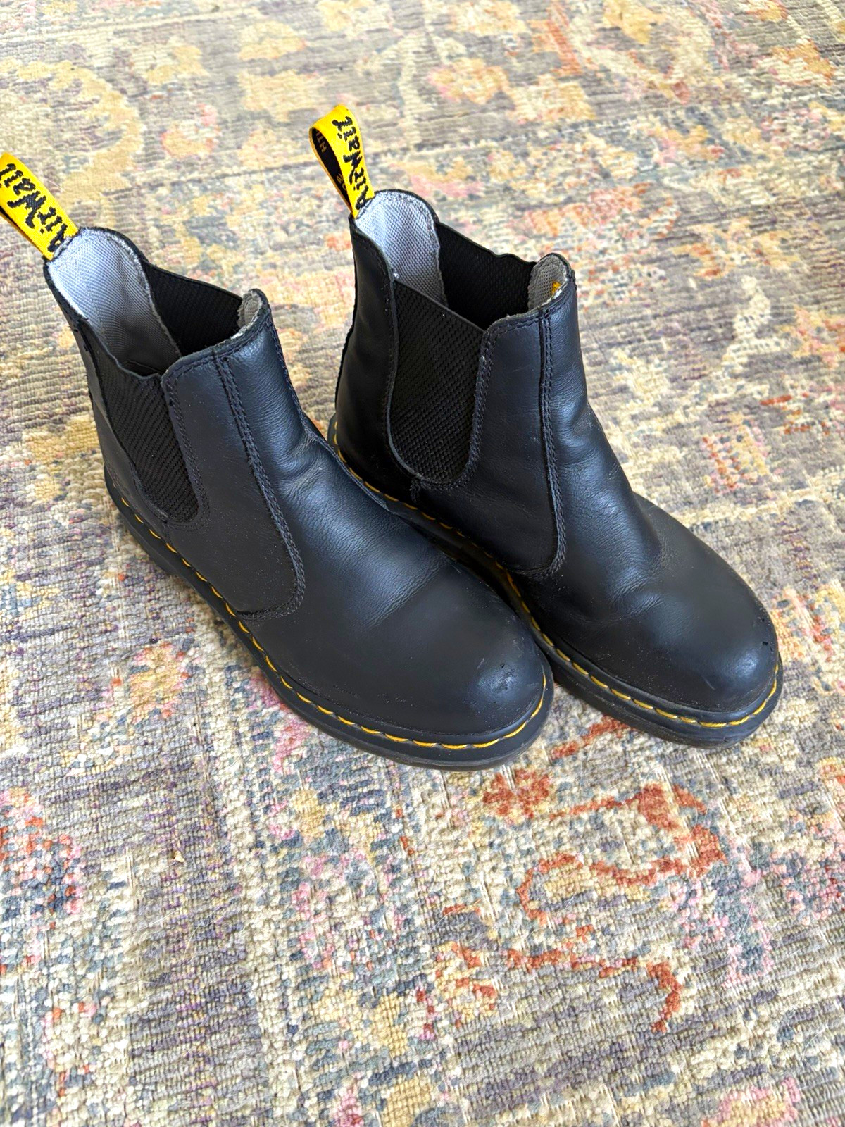 Dr. Martens Women’s Matte Black Leather Steel Toed Industrial Chelsea Boots US 7