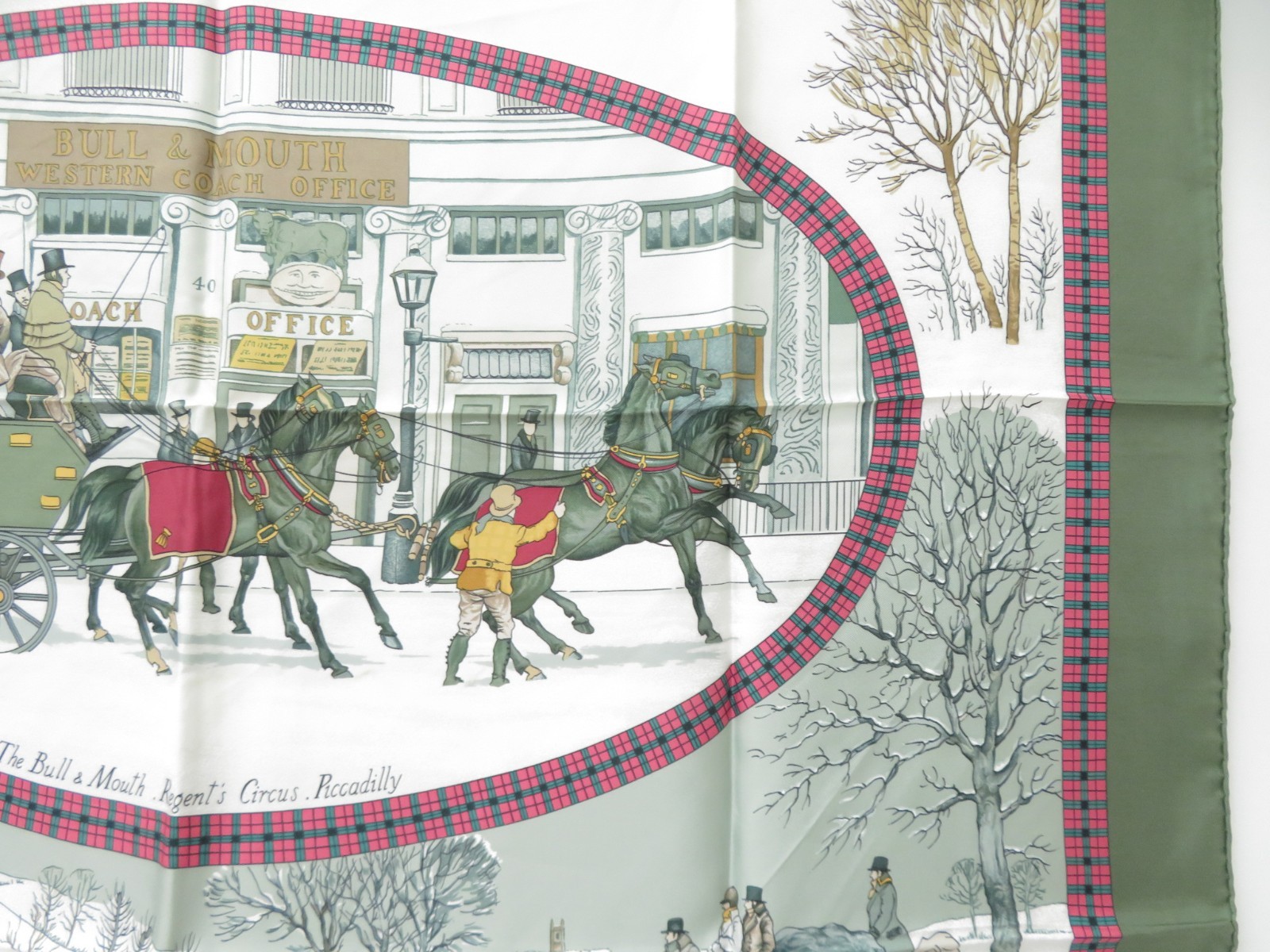 Authentic HERMES Silk Scarf Carre 90 “L’Hiver en Poste” F#53197