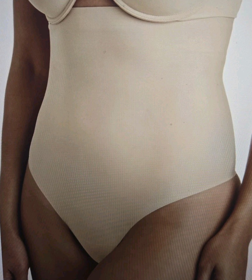 TC FINE INTIMATES Sleek Essentials Beige Hi Waist Thong Womens 2XL $42.00