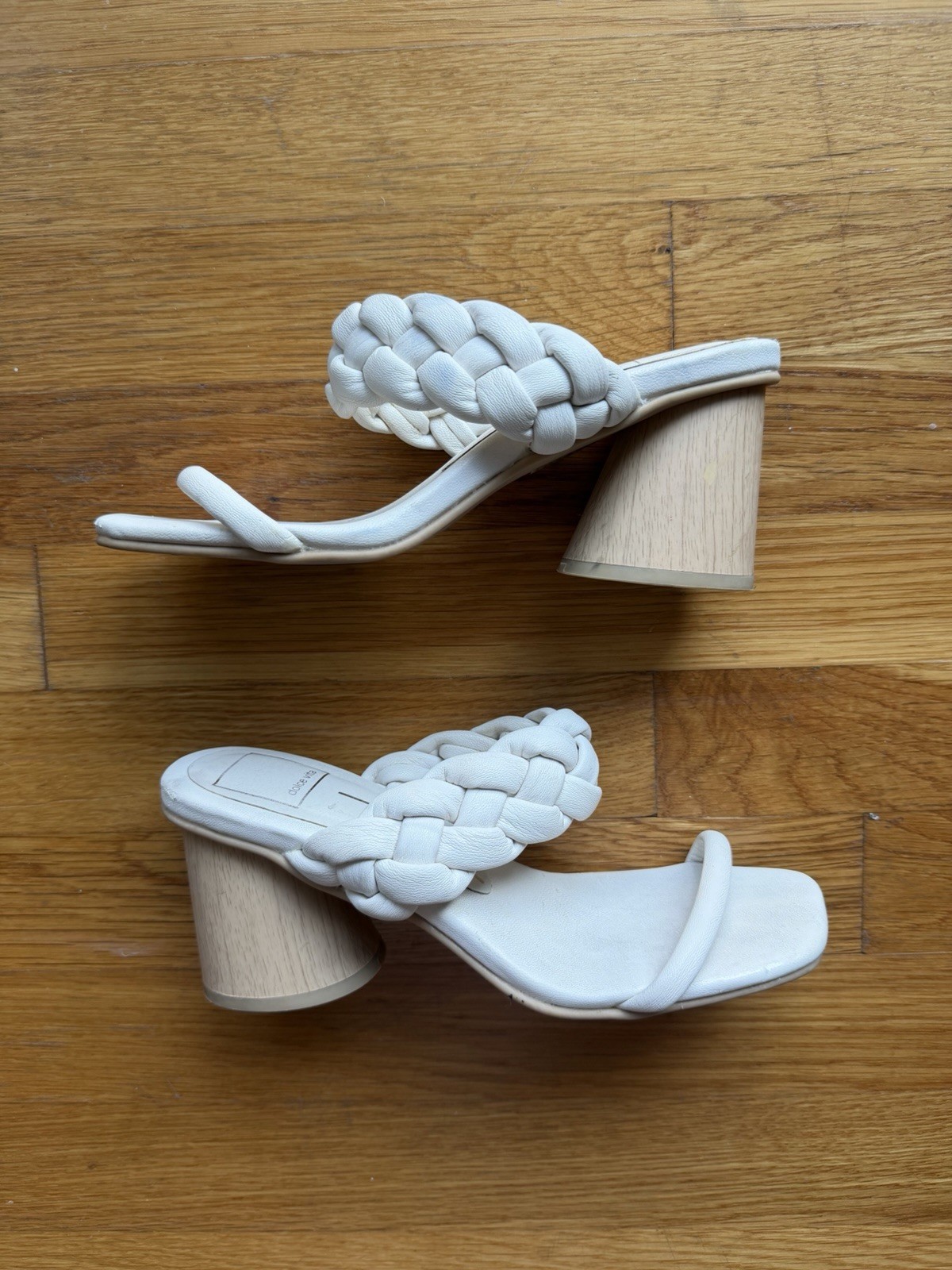 Dolce Vita Braided Strap Block Heel Slide Sandals Ivory/Cream Size 6.5