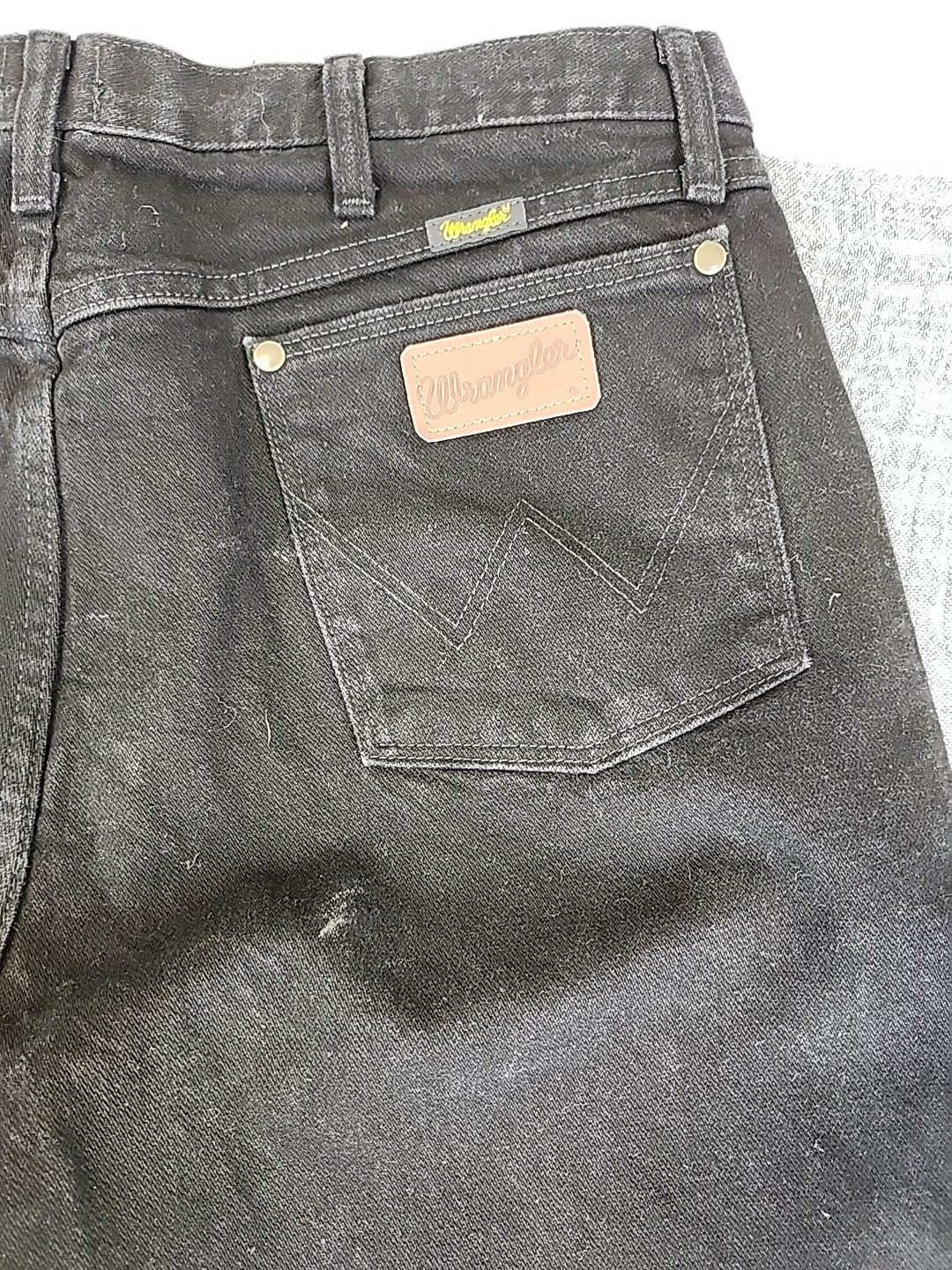 Wrangler 47MWZBK Cowboy Cut Regular Fit Jeans Size 38×32 Black Pants Denim