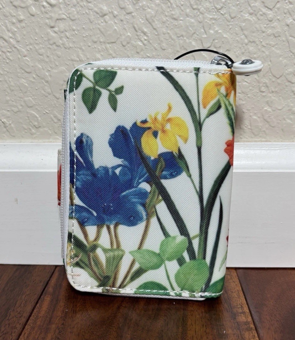 Kipling Floral Print Small Wallet, Button Closure With Various Slots; Brand New