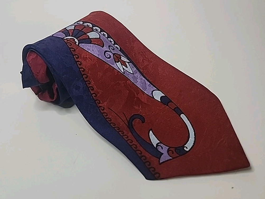 John & Lois Mens Neck Tie Red Blue Purple Silk Made in Australia