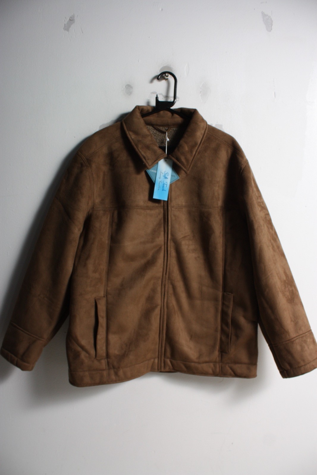 Greenwoods Mens Faux Suede Jacket Brown – Size Large L (G17) New