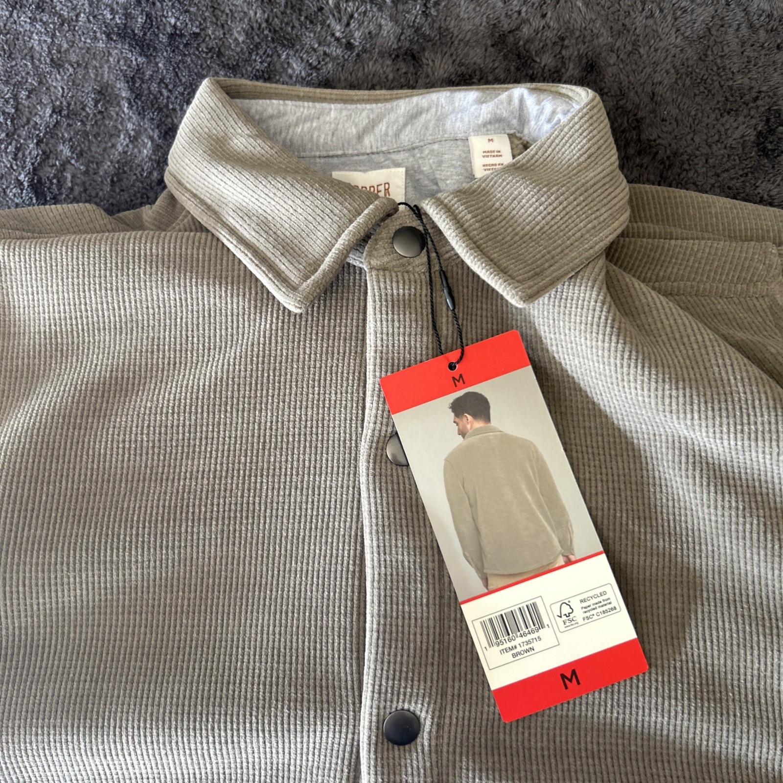 Copper & Oak Men’s Side Pocket Comfort Stretch Jacket, Brown, Size M